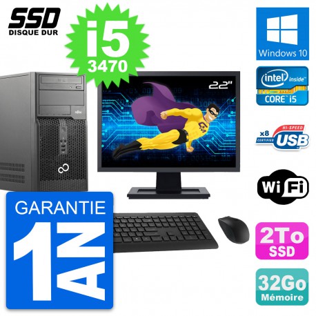 PC Tour Fujitsu Esprimo P510 Ecran 22" i5-3470 RAM 32Go SSD 2To Windows 10 Wifi