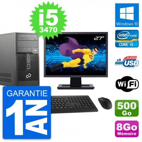 PC Tour Fujitsu P510 Ecran 27" Core i5-3470 RAM 8Go Disque 500Go Windows 10 Wifi