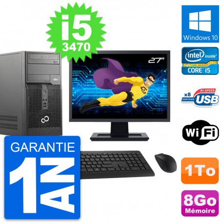 PC Tour Fujitsu P510 Ecran 27" Intel i5-3470 RAM 8Go Disque 1To Windows 10 Wifi