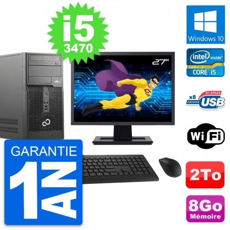 PC Tour Fujitsu P510 Ecran 27" Intel i5-3470 RAM 8Go Disque 2To Windows 10 Wifi