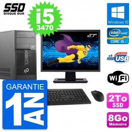 PC Tour Fujitsu Esprimo P510 Ecran 27" i5-3470 RAM 8Go SSD 2To Windows 10 Wifi