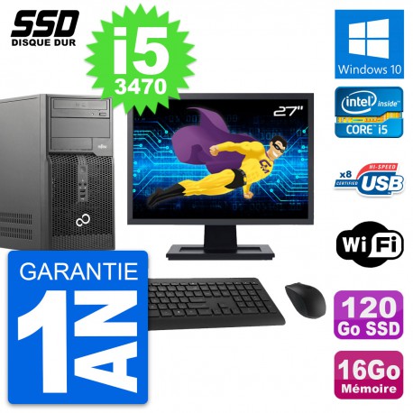 PC Tour Fujitsu P510 Ecran 27" Intel i5-3470 RAM 16Go SSD 120Go Windows 10 Wifi
