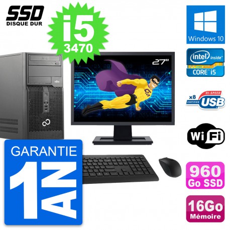 PC Tour Fujitsu P510 Ecran 27" Intel i5-3470 RAM 16Go SSD 960Go Windows 10 Wifi