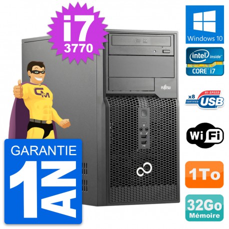 PC Tour Fujitsu Esprimo P510 MT Core i7-3770 RAM 32Go Disque 1To Windows 10 Wifi