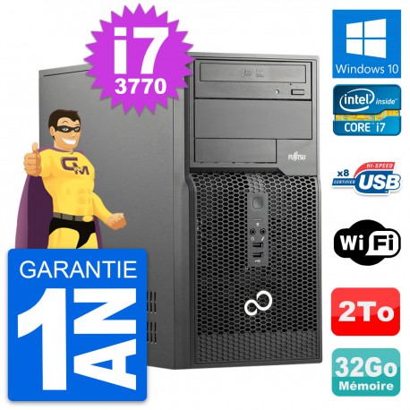 PC Tour Fujitsu Esprimo P510 MT Core i7-3770 RAM 32Go Disque 2To Windows 10 Wifi
