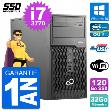 PC Tour Fujitsu Esprimo P510 MT Intel i7-3770 RAM 32Go SSD 120Go Windows 10 Wifi