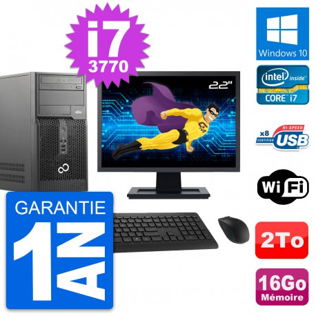 PC Tour Fujitsu P510 Ecran 22" Intel i7-3770 RAM 16Go Disque 2To Windows 10 Wifi