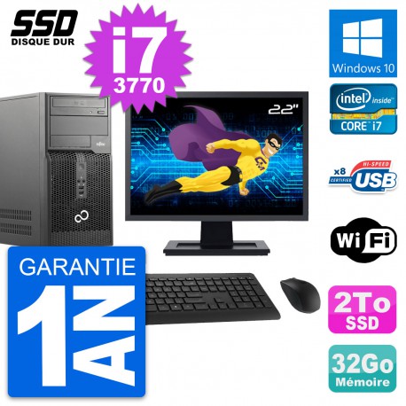 PC Tour Fujitsu Esprimo P510 Ecran 22" i7-3770 RAM 32Go SSD 2To Windows 10 Wifi