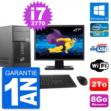 PC Tour Fujitsu P510 Ecran 27" Intel i7-3770 RAM 8Go Disque 2To Windows 10 Wifi