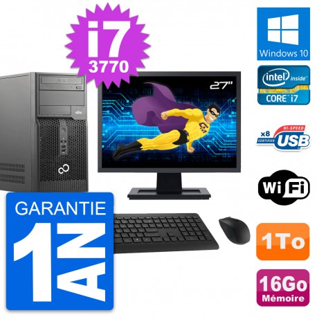 PC Tour Fujitsu P510 Ecran 27" Intel i7-3770 RAM 16Go Disque 1To Windows 10 Wifi