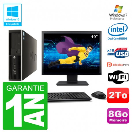 PC HP Compaq 8100 SFF Ecran 19" G6950 RAM 8Go Disque 2To Graveur DVD Wifi W7