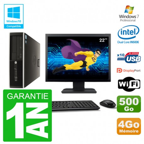 PC HP Compaq 8100 SFF Ecran 22" G6950 RAM 4Go Disque 500Go Graveur DVD Wifi W7