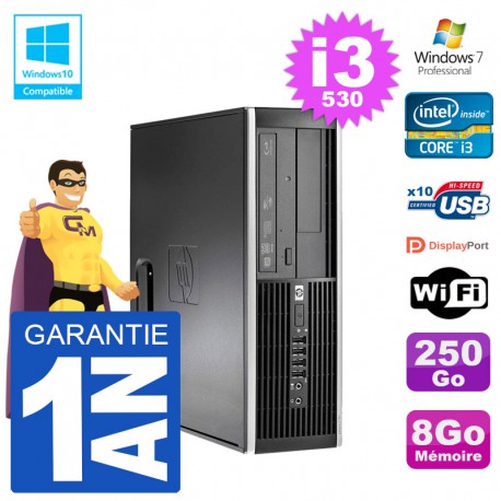 PC HP Compaq 8100 SFF i3-530 RAM 8Go Disque 250Go Graveur DVD Wifi W7