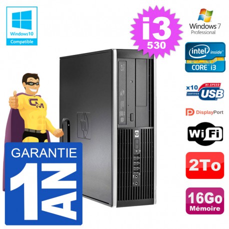 PC HP Compaq 8100 SFF i3-530 RAM 16Go Disque 2To Graveur DVD Wifi W7