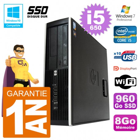 PC HP Compaq 8100 SFF i5-650 RAM 8Go SSD 960Go Graveur DVD Wifi W7
