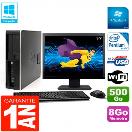 PC HP Compaq Pro 6200 SFF Ecran 19" Intel G840 8Go 500Go Graveur DVD Wifi W7