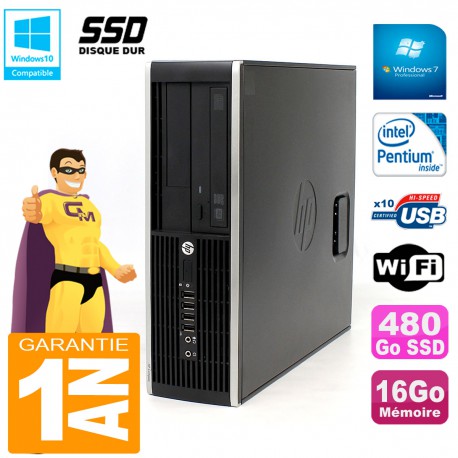PC HP Compaq Pro 6200 SFF Intel G840 RAM 16Go 480 Go SSD Graveur Wifi W7