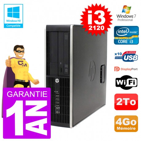 PC HP 6200 SFF Intel i3-2120 RAM 4Go Disque 2To Graveur DVD Wifi W7