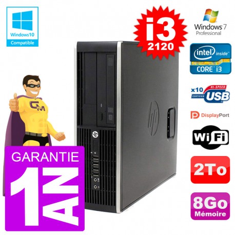 PC HP 6200 SFF Intel i3-2120 RAM 8Go Disque 2To Graveur DVD Wifi W7