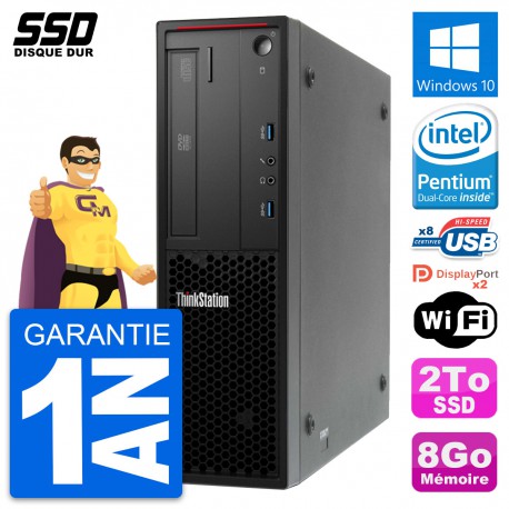 PC Lenovo ThinkStation P300 SFF Pentium G3220 RAM 8Go SSD 2To Windows 10 Wifi