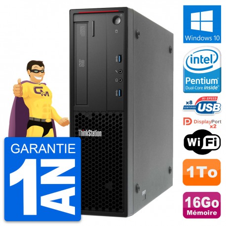 PC Lenovo ThinkStation P300 SFF Intel G3220 RAM 16Go Disque 1To Windows 10 Wifi