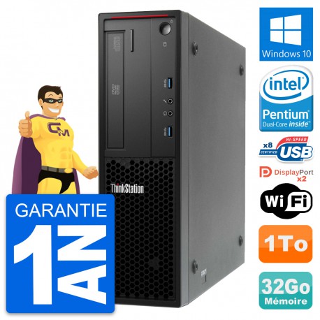 PC Lenovo ThinkStation P300 SFF Intel G3220 RAM 32Go Disque 1To Windows 10 Wifi