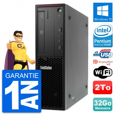 PC Lenovo ThinkStation P300 SFF Intel G3220 RAM 32Go Disque 2To Windows 10 Wifi