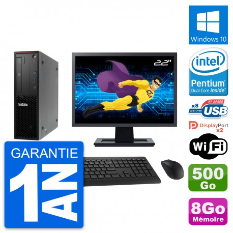 PC Lenovo P300 SFF Ecran 22" Pentium G3220 RAM 8Go Disque 500Go Windows 10 Wifi