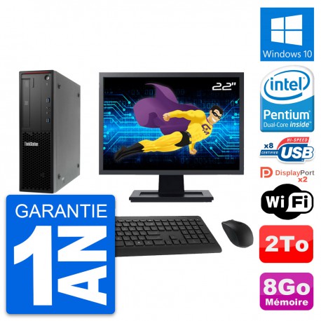 PC Lenovo P300 SFF Ecran 22" Pentium G3220 RAM 8Go Disque 2To Windows 10 Wifi