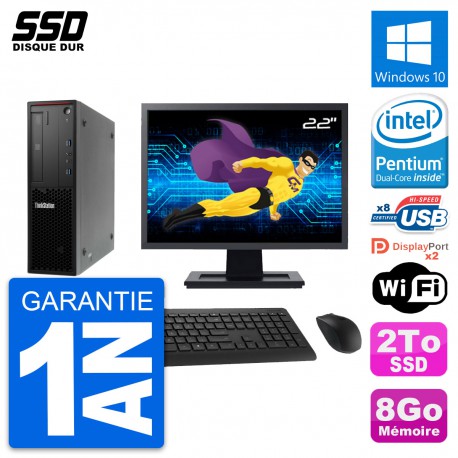 PC Lenovo ThinkStation P300 SFF Ecran 22" G3220 RAM 8Go SSD 2To Windows 10 Wifi