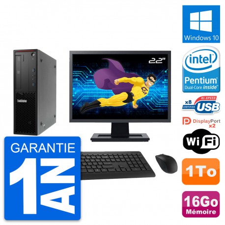 PC Lenovo P300 SFF Ecran 22" Pentium G3220 RAM 16Go Disque 1To Windows 10 Wifi