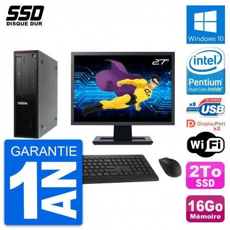 PC Lenovo ThinkStation P300 SFF Ecran 27" G3220 RAM 16Go SSD 2To Windows 10 Wifi