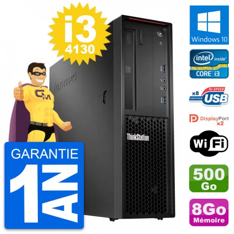 PC Lenovo ThinkStation P300 SFF i3-4130 RAM 8Go Disque Dur 500Go Windows 10 Wifi