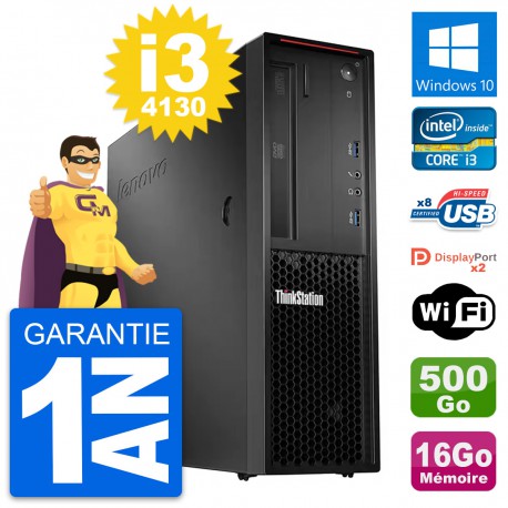 PC Lenovo ThinkStation P300 SFF i3-4130 RAM 16Go Disque 500Go Windows 10 Wifi