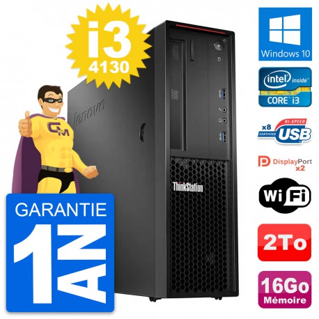 PC Lenovo ThinkStation P300 SFF Core i3-4130 RAM 16Go Disque 2To Windows 10 Wifi