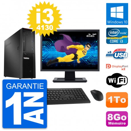 PC Lenovo P300 SFF Ecran 22" Intel i3-4130 RAM 8Go Disque 1To Windows 10 Wifi
