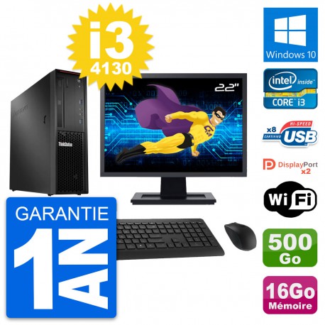 PC Lenovo P300 SFF Ecran 22" Intel i3-4130 RAM 16Go Disque 500Go Windows 10 Wifi