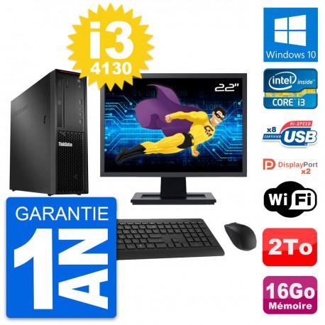 PC Lenovo P300 SFF Ecran 22" Intel i3-4130 RAM 16Go Disque 2To Windows 10 Wifi