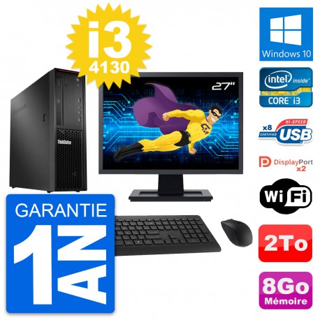 PC Lenovo P300 SFF Ecran 27" Intel i3-4130 RAM 8Go Disque 2To Windows 10 Wifi