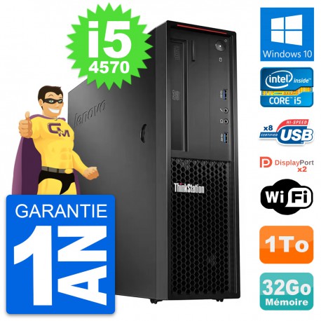 PC Lenovo ThinkStation P300 SFF Core i5-4570 RAM 32Go Disque 1To Windows 10 Wifi
