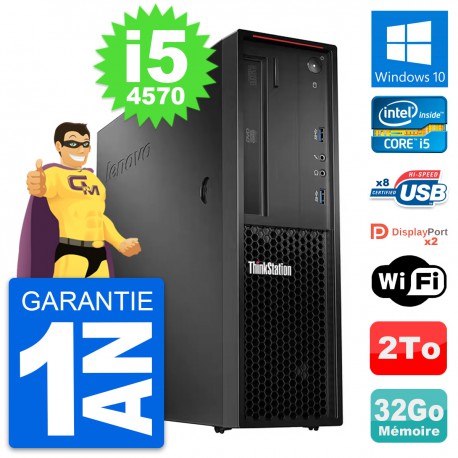 PC Lenovo ThinkStation P300 SFF Core i5-4570 RAM 32Go Disque 2To Windows 10 Wifi