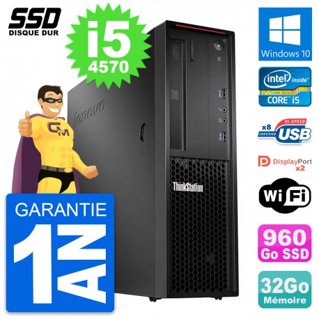 PC Lenovo ThinkStation P300 SFF Intel i5-4570 RAM 32Go SSD 960Go Windows 10 Wifi
