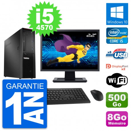 PC Lenovo P300 SFF Ecran 22" Intel i5-4570 RAM 8Go Disque 500Go Windows 10 Wifi
