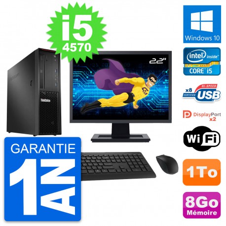 PC Lenovo P300 SFF Ecran 22" Intel i5-4570 RAM 8Go Disque 1To Windows 10 Wifi