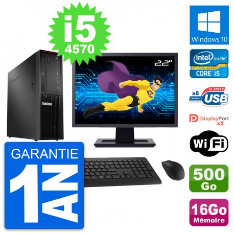 PC Lenovo P300 SFF Ecran 22" Intel i5-4570 RAM 16Go Disque 500Go Windows 10 Wifi