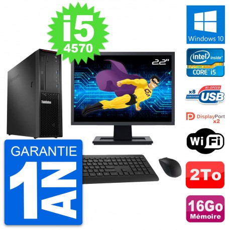 PC Lenovo P300 SFF Ecran 22" Intel i5-4570 RAM 16Go Disque 2To Windows 10 Wifi