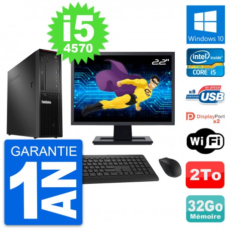 PC Lenovo P300 SFF Ecran 22" Intel i5-4570 RAM 32Go Disque 2To Windows 10 Wifi