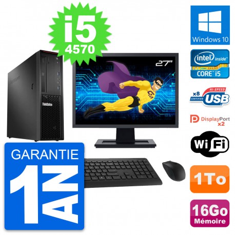 PC Lenovo P300 SFF Ecran 27" Intel i5-4570 RAM 16Go Disque 1To Windows 10 Wifi
