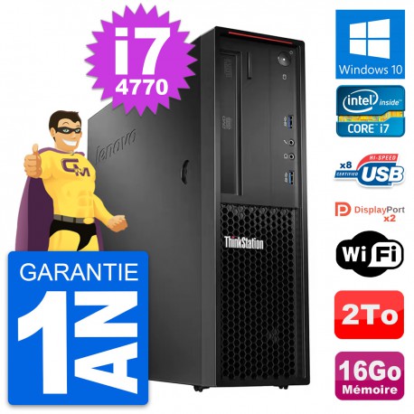 PC Lenovo ThinkStation P300 SFF Core i7-4770 RAM 16Go Disque 2To Windows 10 Wifi