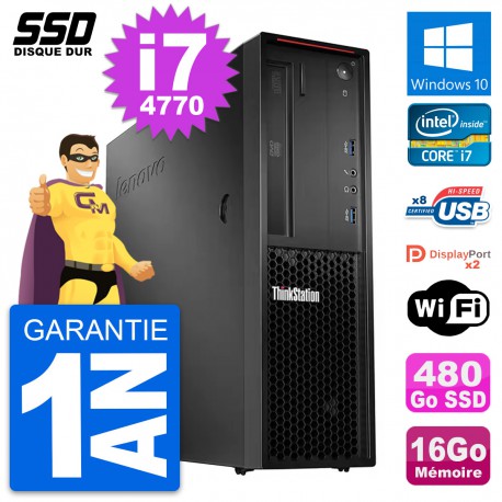 PC Lenovo ThinkStation P300 SFF Intel i7-4770 RAM 16Go SSD 480Go Windows 10 Wifi